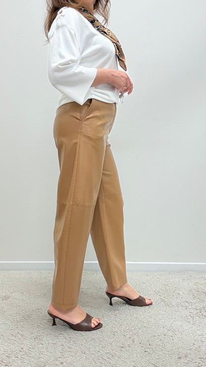 Pantaloni ovetto ecopelle cammello Imperial