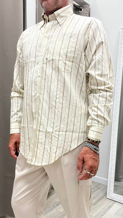 Camicia Righe Beige Imperial