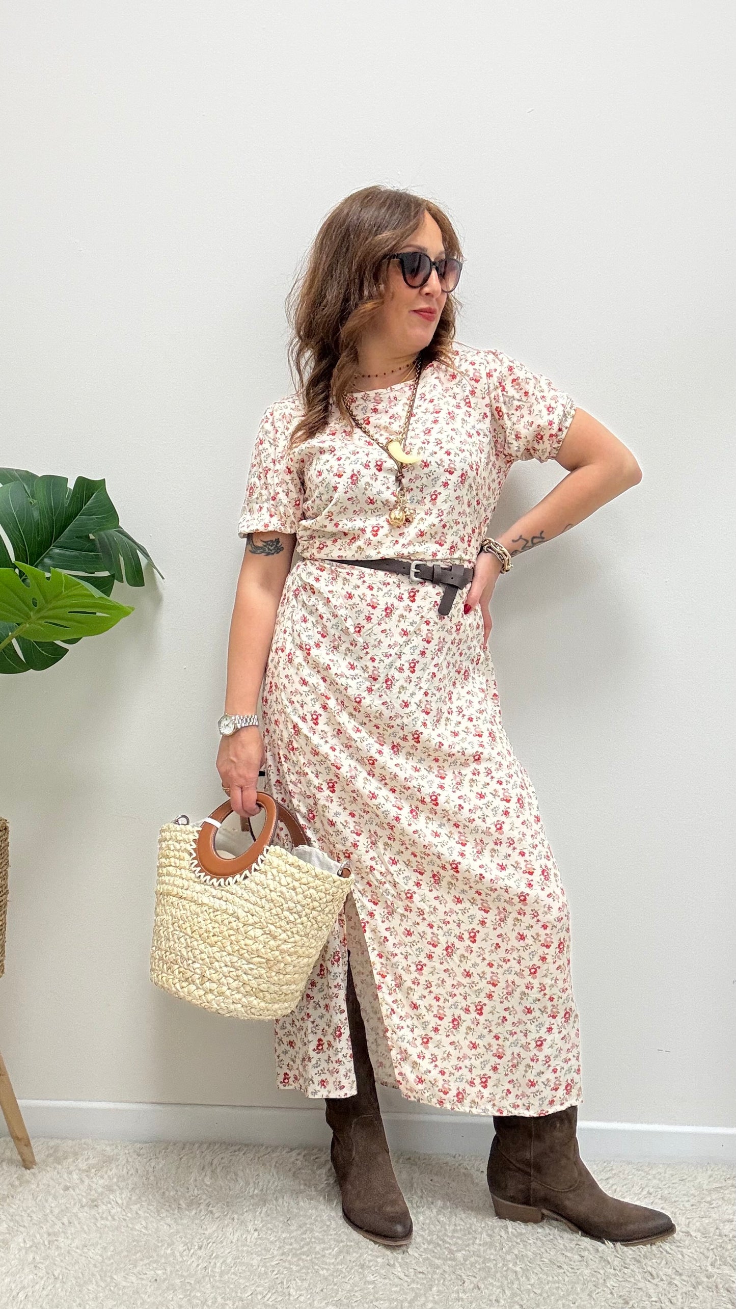 Abito midi fantasia fiori Susy Mix