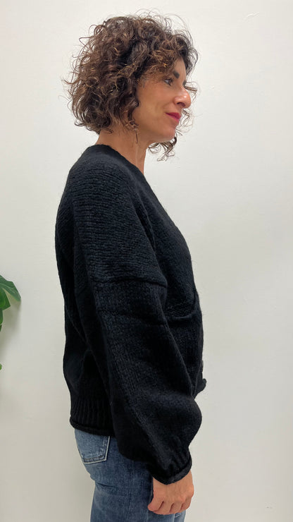 Cardigan Tre Bottoni HaveOne Nero Art.JIT-P020