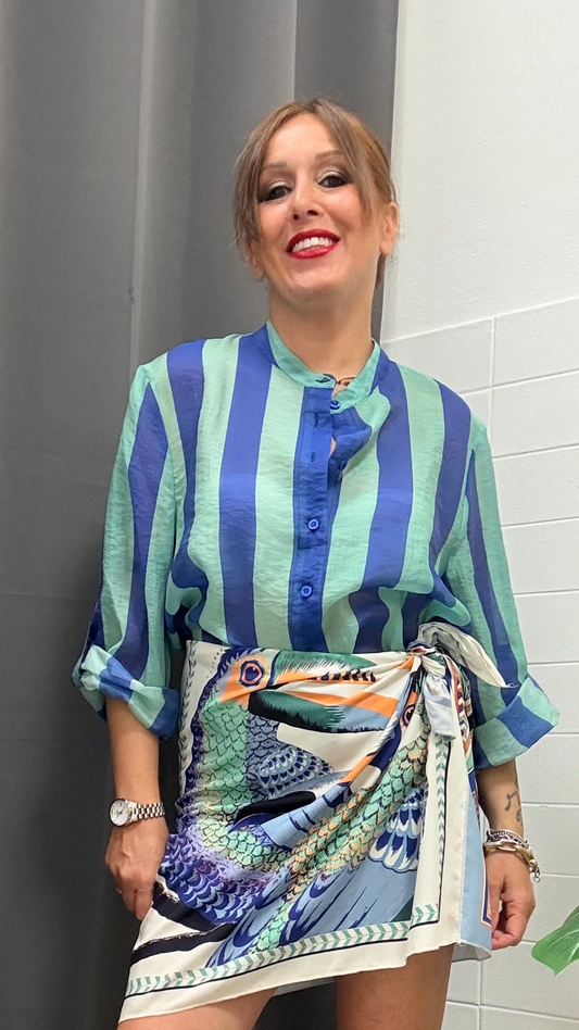 Camicia Riga Blu Royal e tiffany HaveOne Art.CVS-Q422