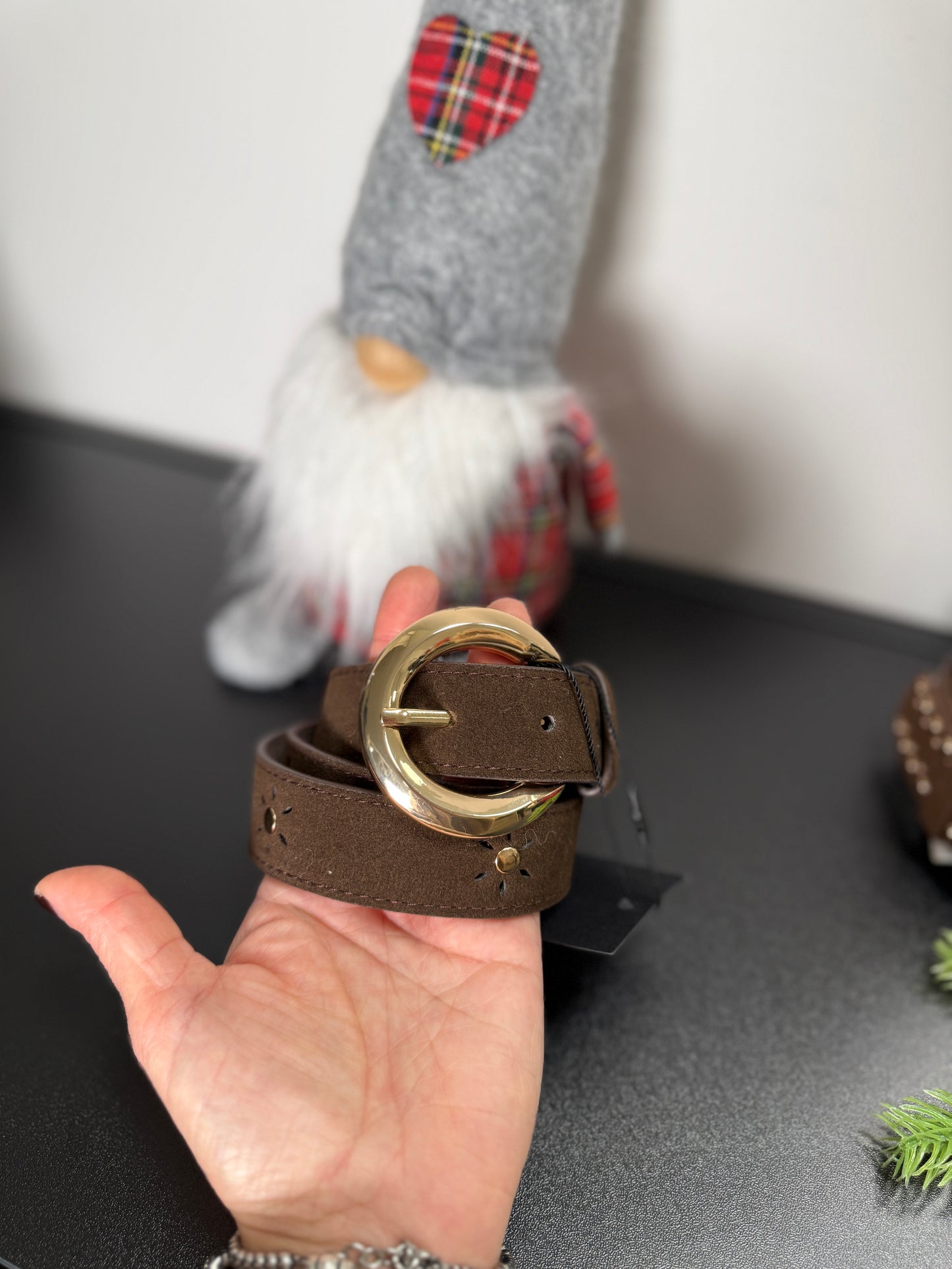 Cintura in camoscio e borchie oro Susy Mix