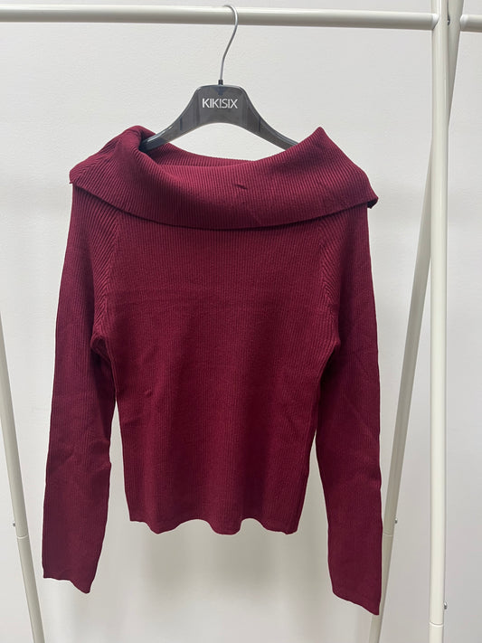 Kiki Six Maglia Scollo Shiffer a Costine Bordeaux