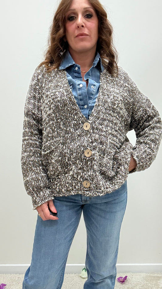 Cardigan Tre Bottoni Melangiato HaveOne Moro