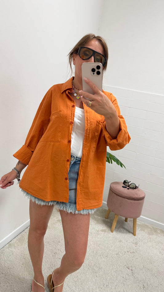Camicia mussola tasconata arancio HaveOne