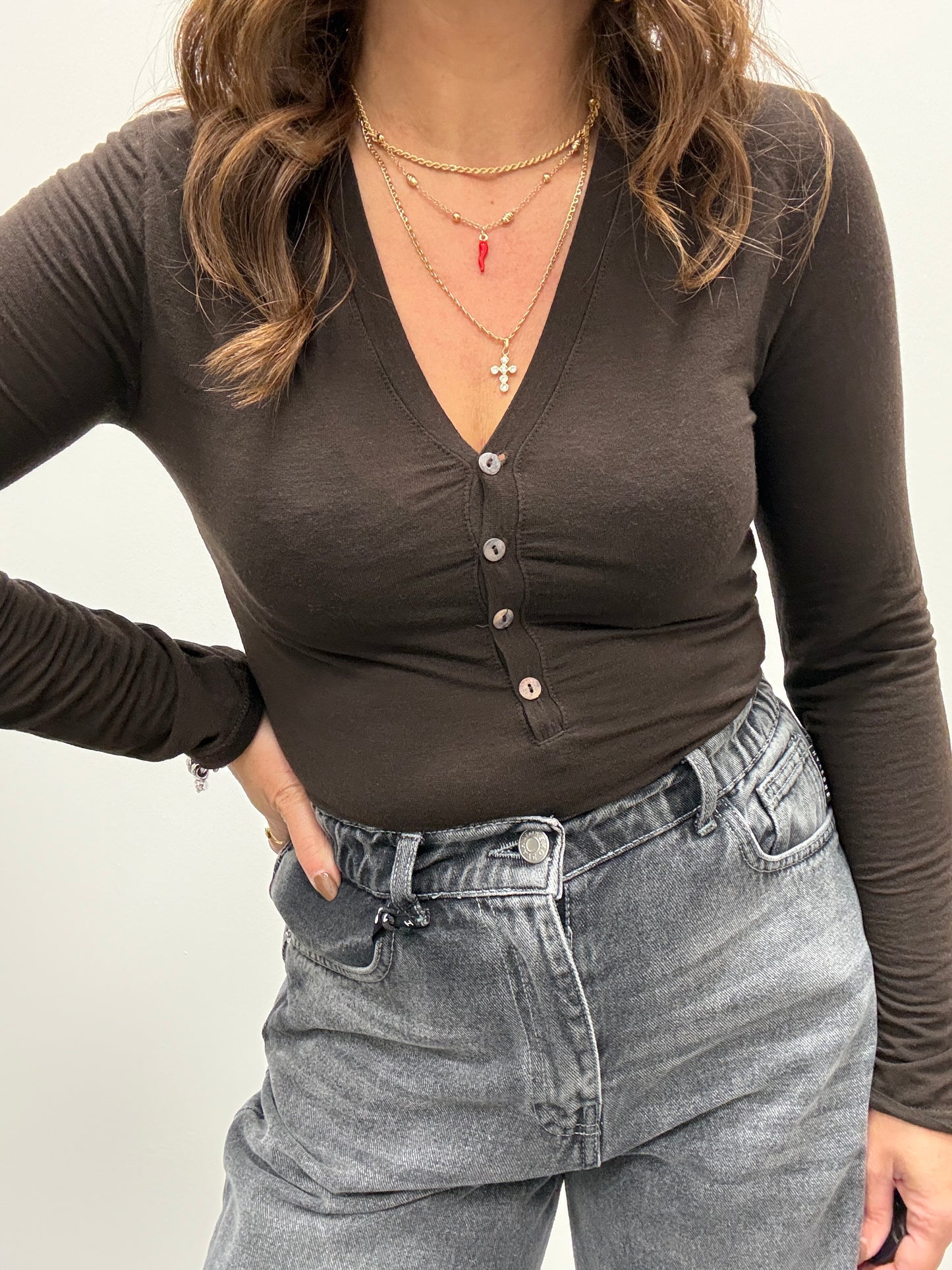 Maglia Serafino moro cashmire Haveone