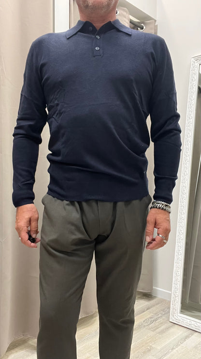 Polo in Lana Rasata Blu Navy Gianni Lupo Art.GL508S