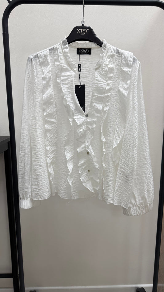 Camicia rouches Extasy bianca