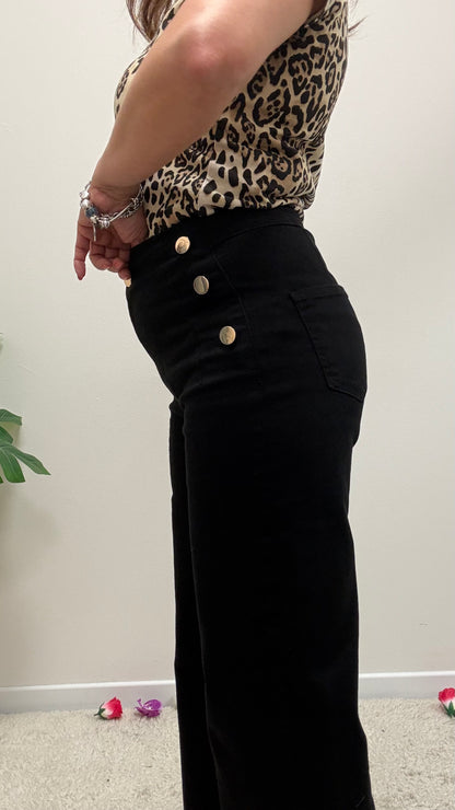 Pantaloni vita alta con bottoni Extasy