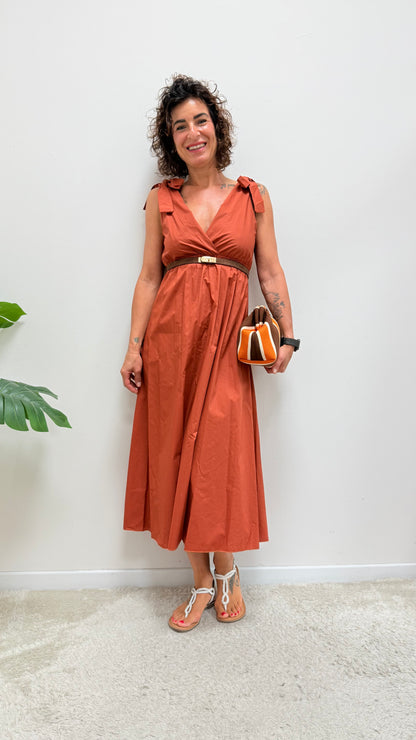 Abito impero cotone Extasy arancio