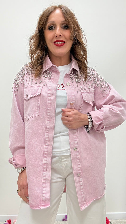 Giacca Camicia strass Susy Mix rosa