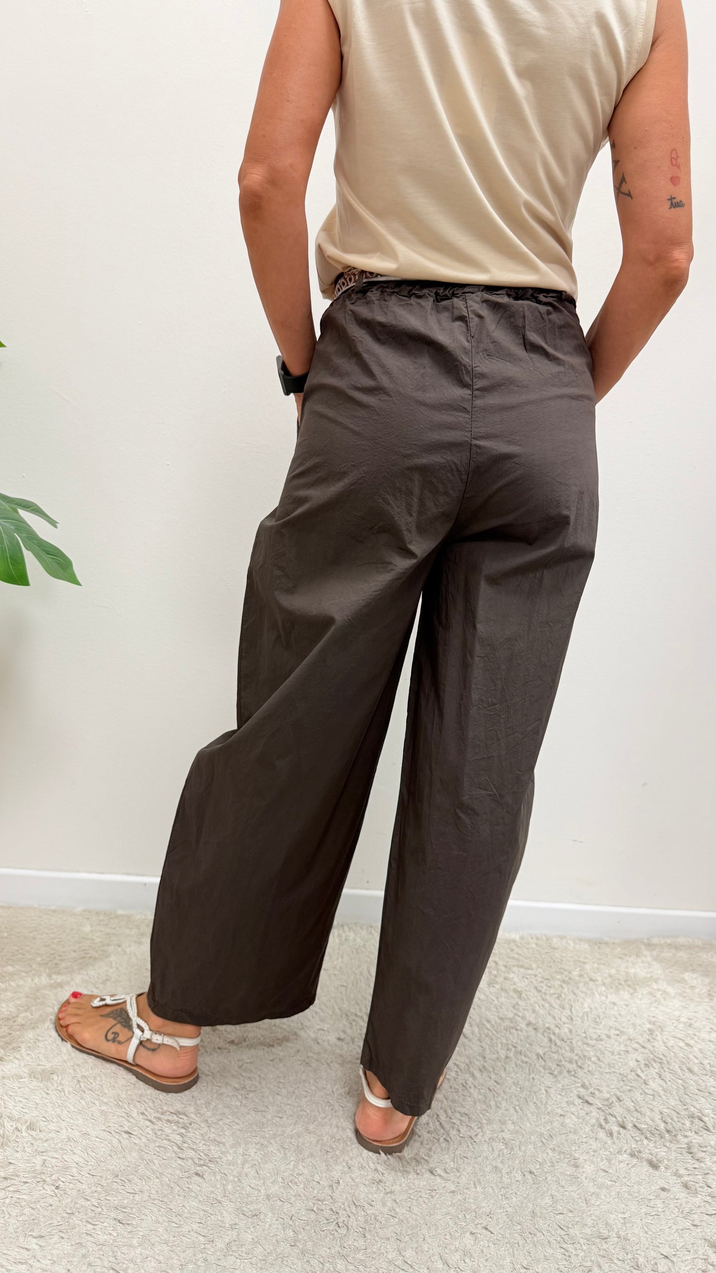 Pantalone balloon cotone Extasy moro