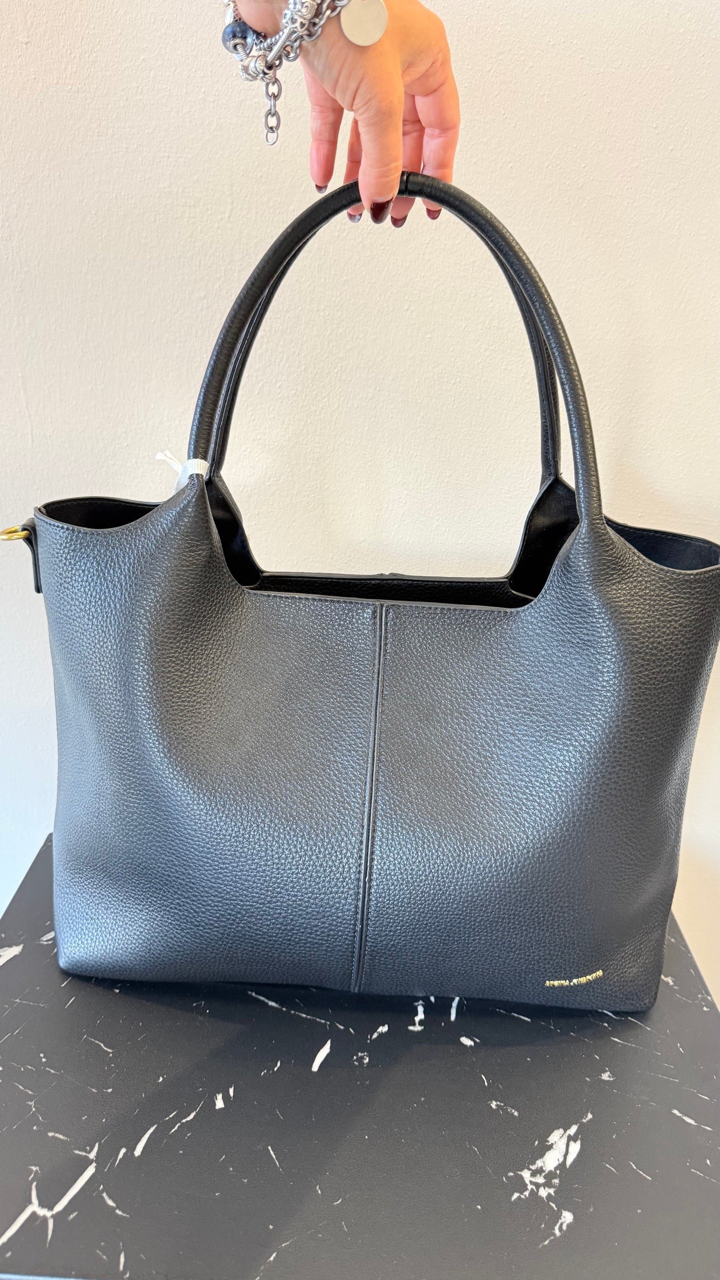 Borsa con pochette in ecopelle nera Memoire