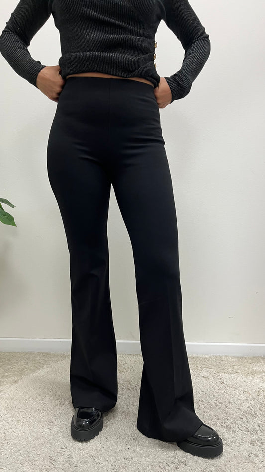 Pantalone a zampa in punto milano Extasy nero