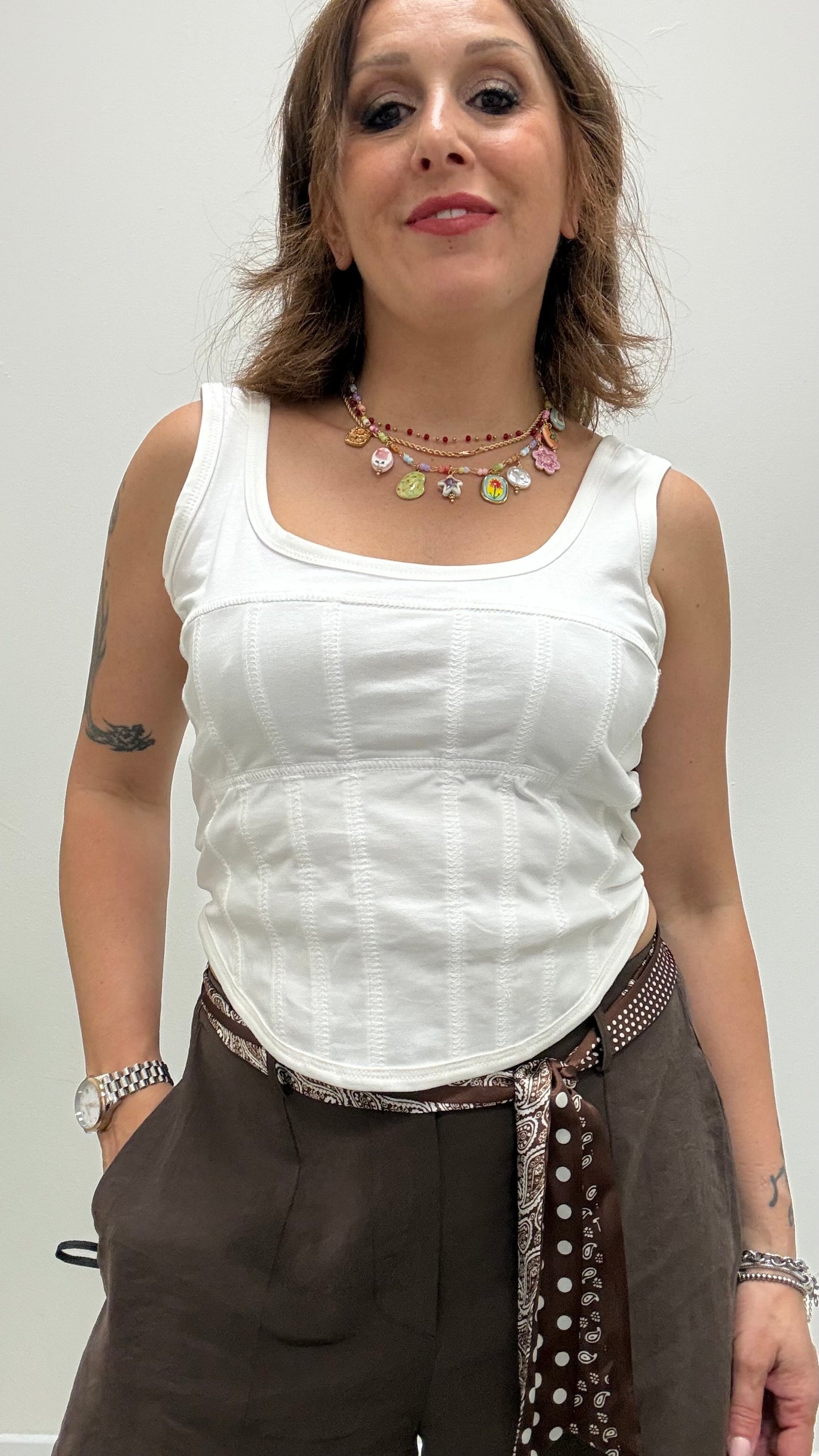 Top canotta bustier Haveone bianco
