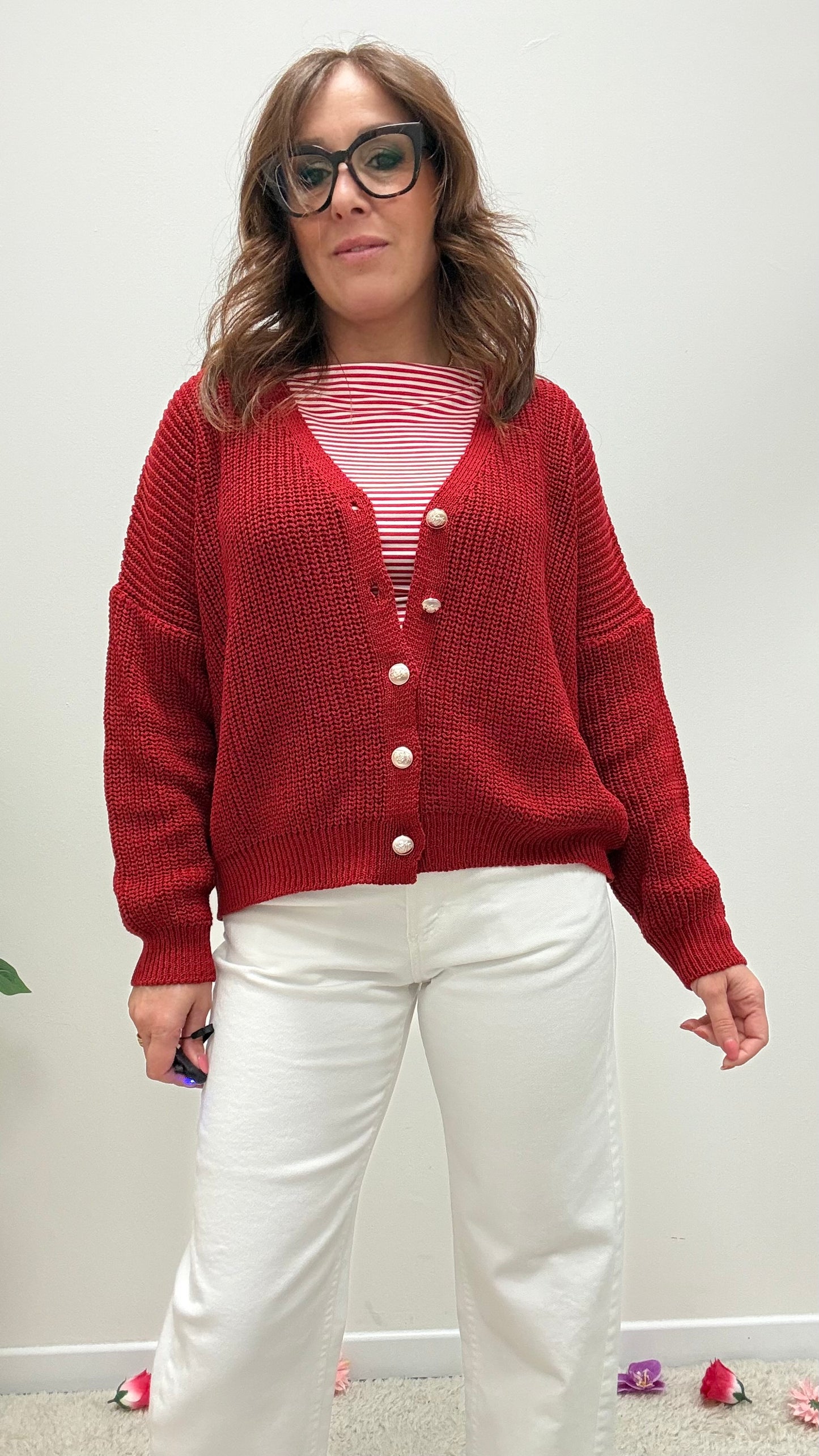 Cardigan Gioiello Rosso Susy Mix
