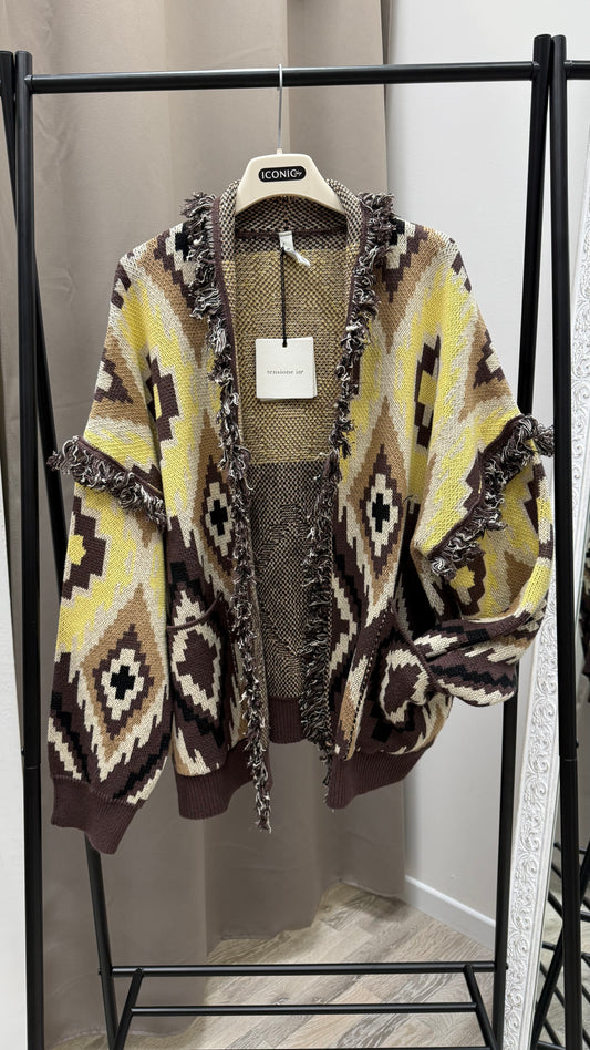 Cardigan Caban etnico frange moro Tensione In