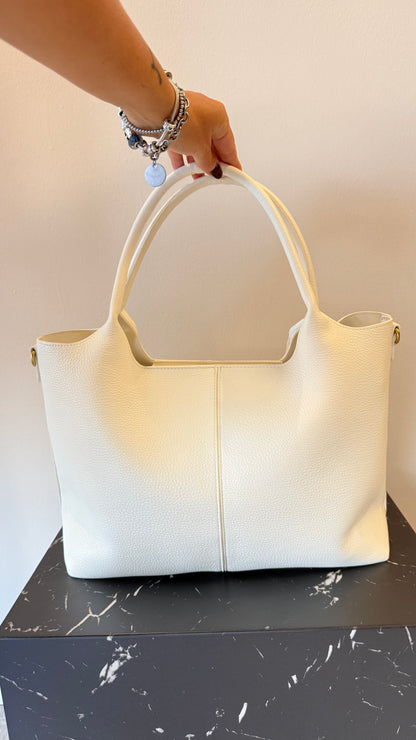 Borsa con pochette in ecopelle latte Memoire