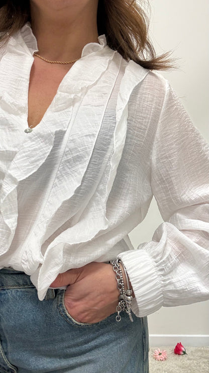 Camicia rouches Extasy bianca