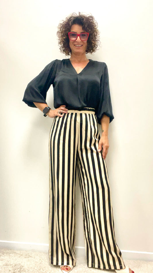 Pantalone Palazzo Righe Nere HaveOne
