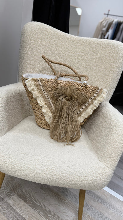 Borsa mare in rafia con fiocco Memoire