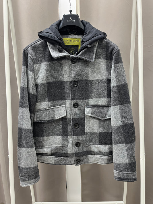 Cappotto Corto Fantasia Quadri Gianni Lupo Grigia