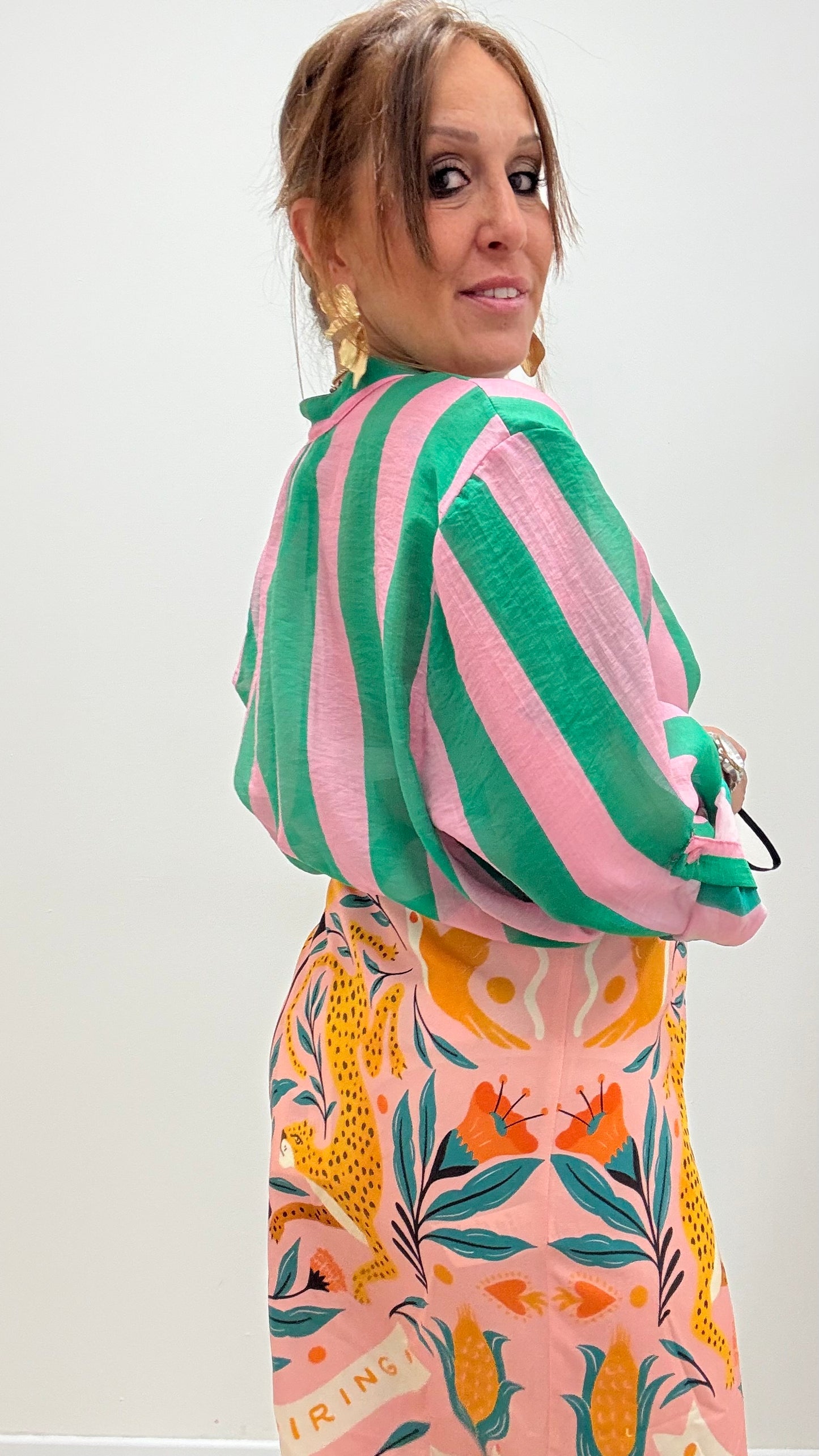 Camicia Riga verde e rosa HaveOne Art.CVS-Q422