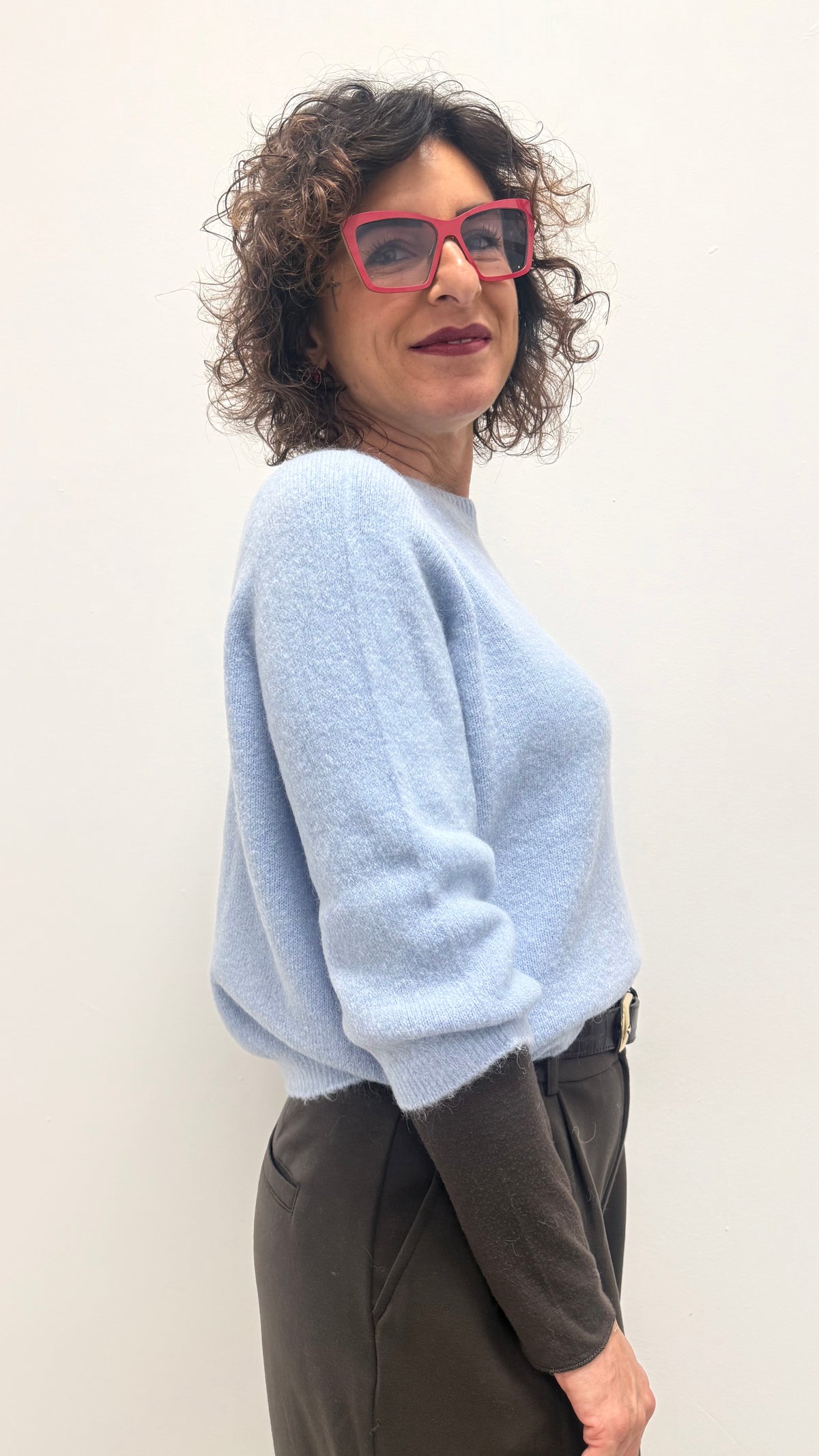 Maglia Please Girocollo Azzurra in baby alpaca Art. M49779264