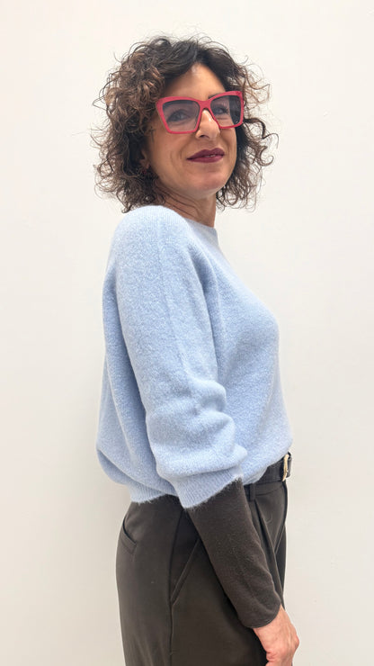 Maglia Please Girocollo Azzurra in baby alpaca Art. M49779264