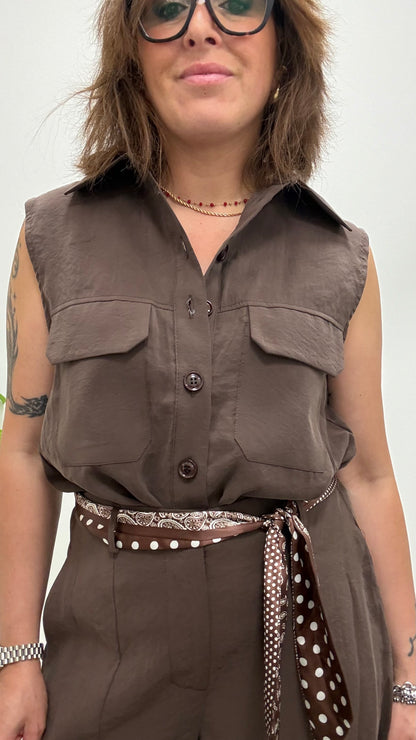 Camicia smanicata cupro moro Extasy