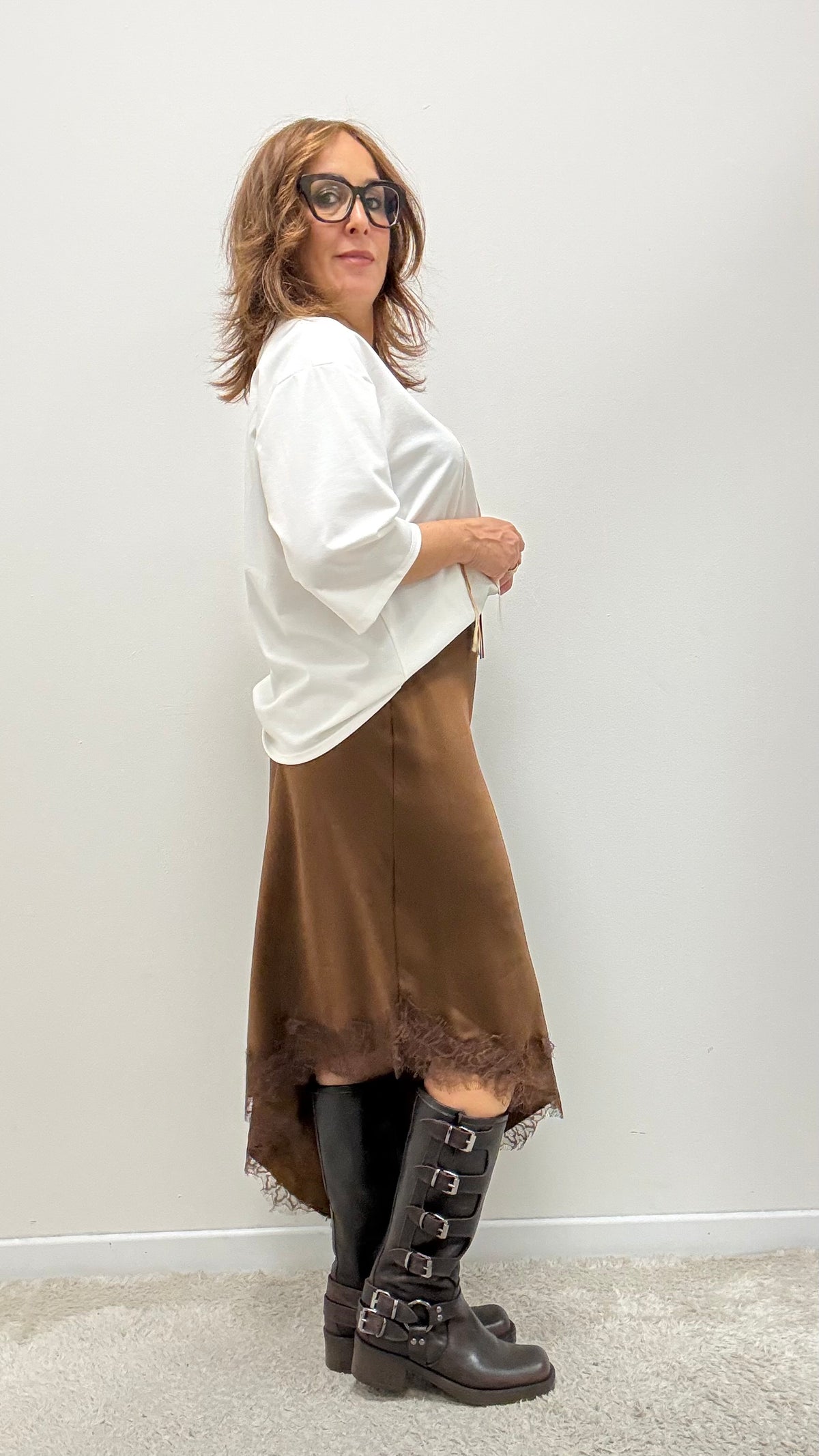 Longuette con Pizzo Asimmetrica Moro HaveOne Art.GMA-R040