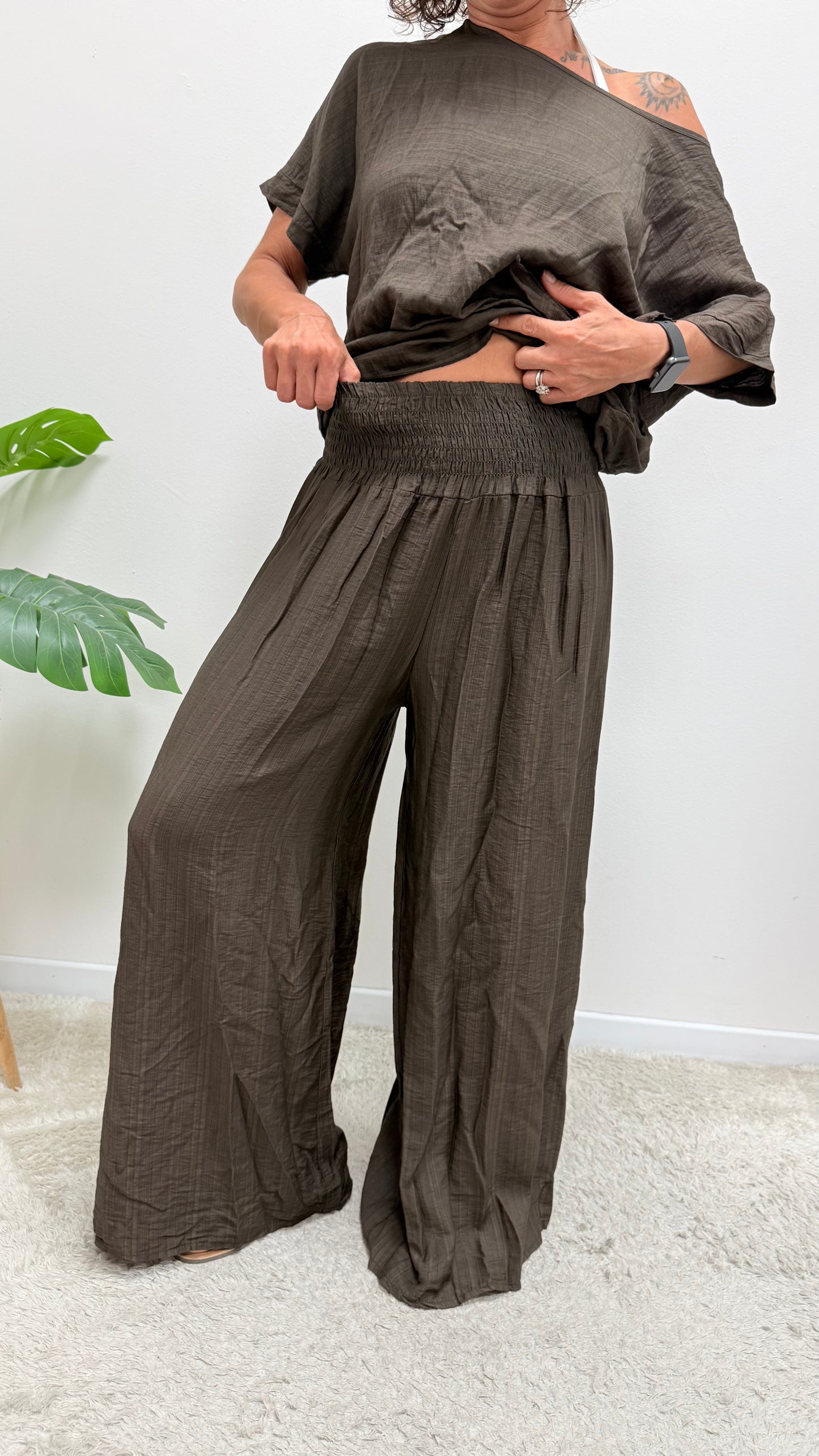 Pantaloni palazzo Extasy moro