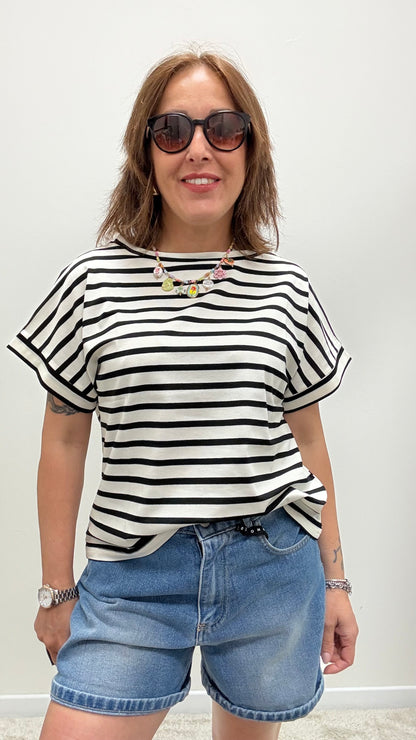 T-shirt scatolina righe Susy Mix nero