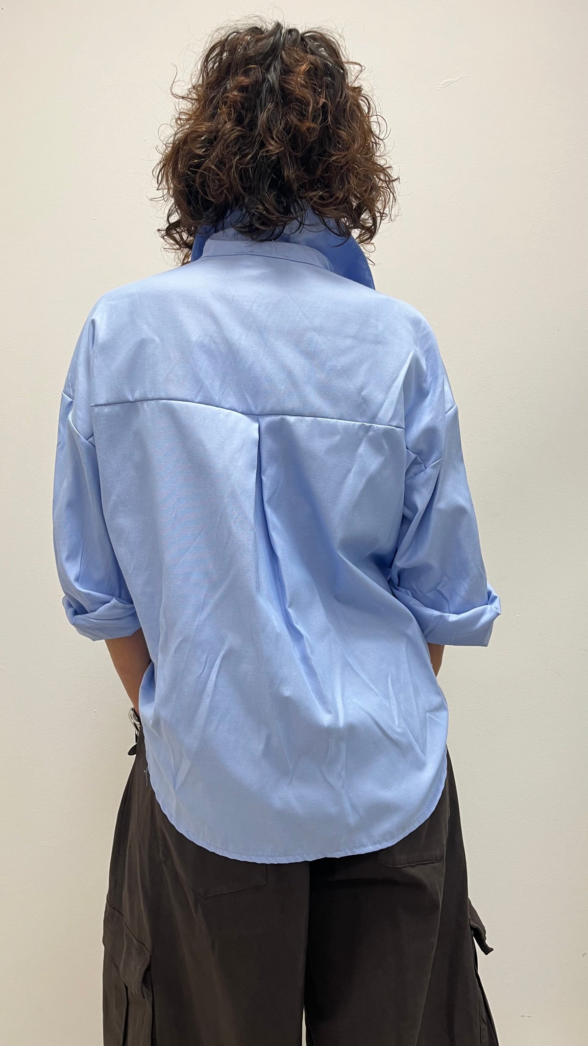 Camicia donna over in tessuto Oxford azzurro cielo My-d