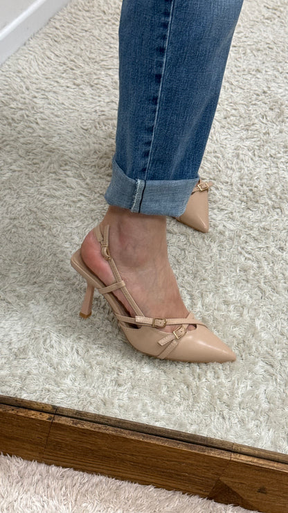 Sling back con fibbie nude Memoire