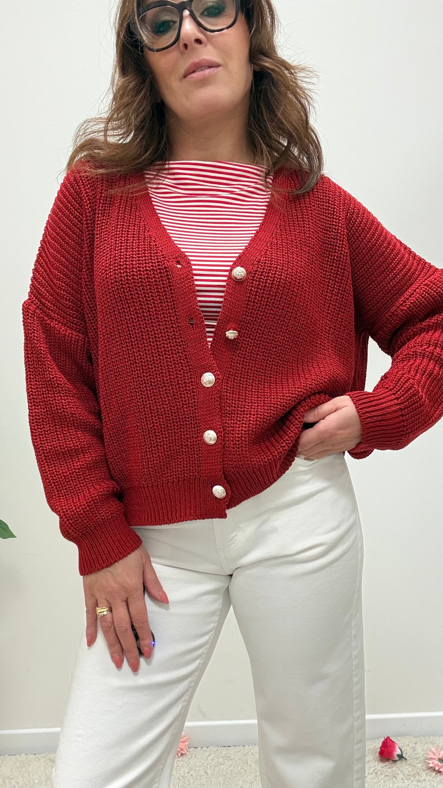 Cardigan Gioiello Rosso Susy Mix