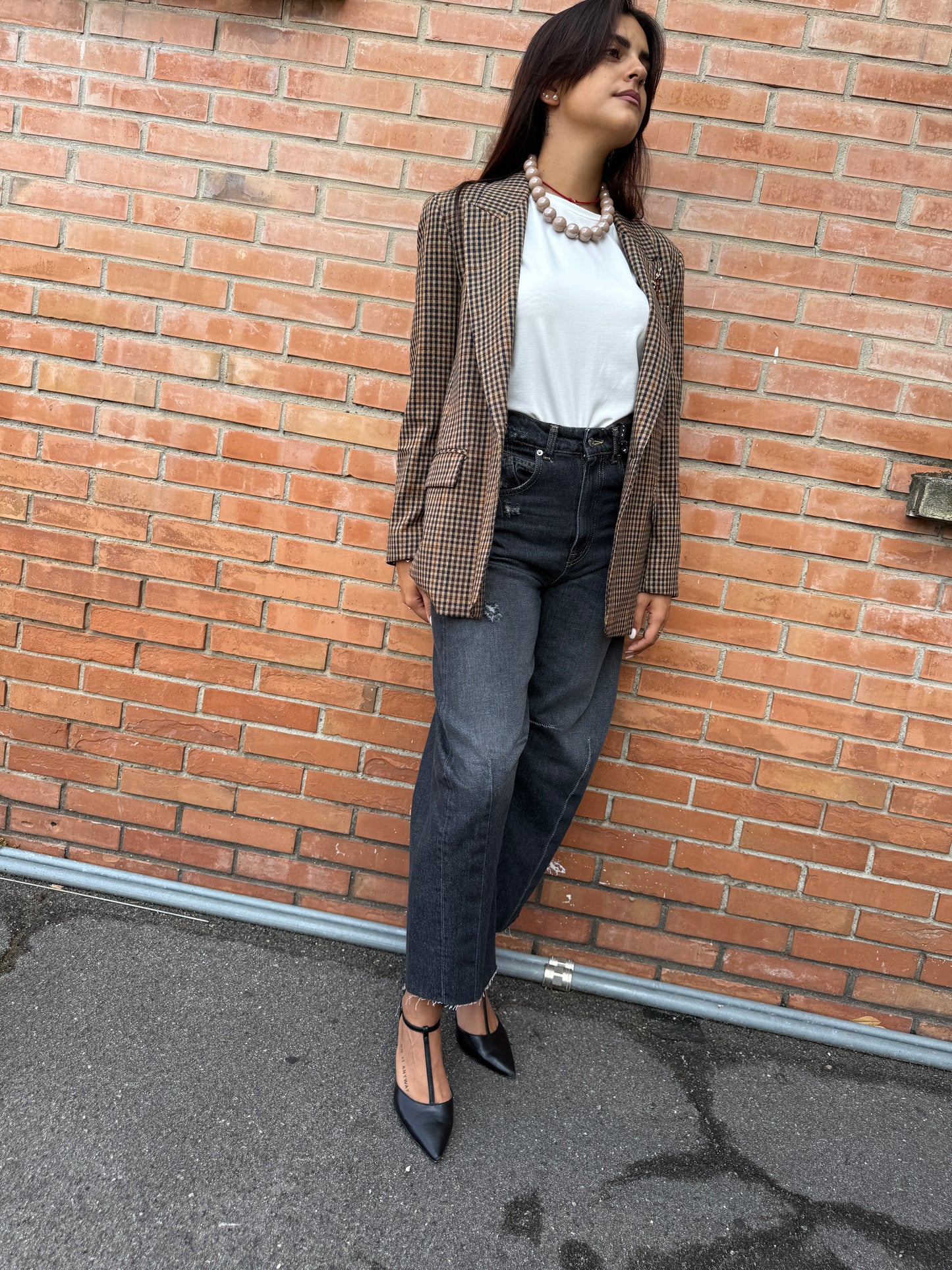 Giacca pied-de-poule spilla HAVEONE