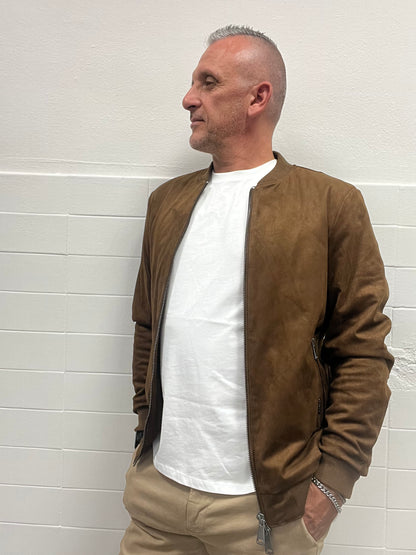 Giacca Bomber in Ecocamoscio Tabacco Gianni Lupo