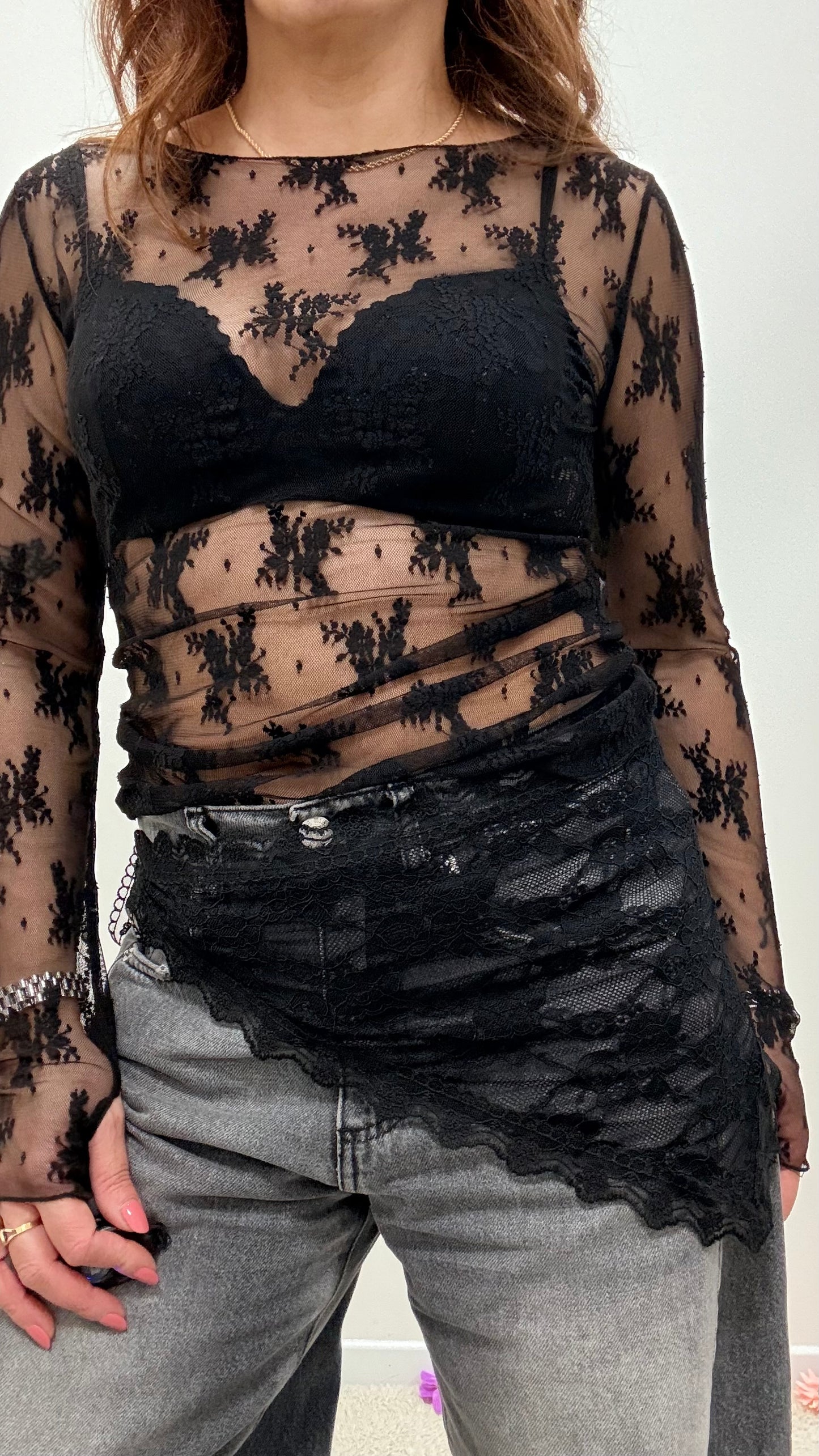 Bandana pizzo nero Memoire