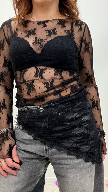 Bandana pizzo nero Memoire