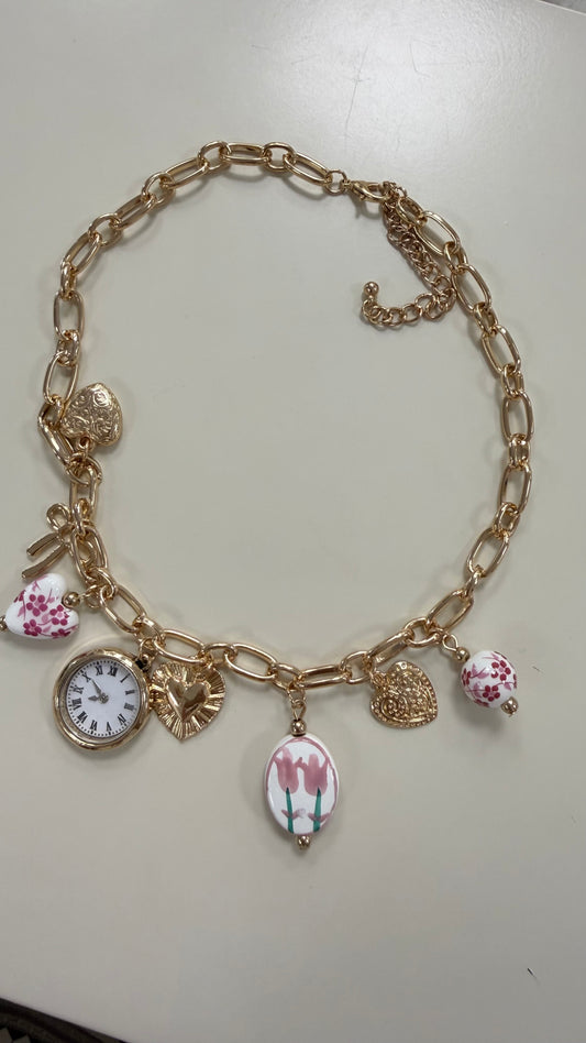 Collana charms ceramica e orologio Memoire