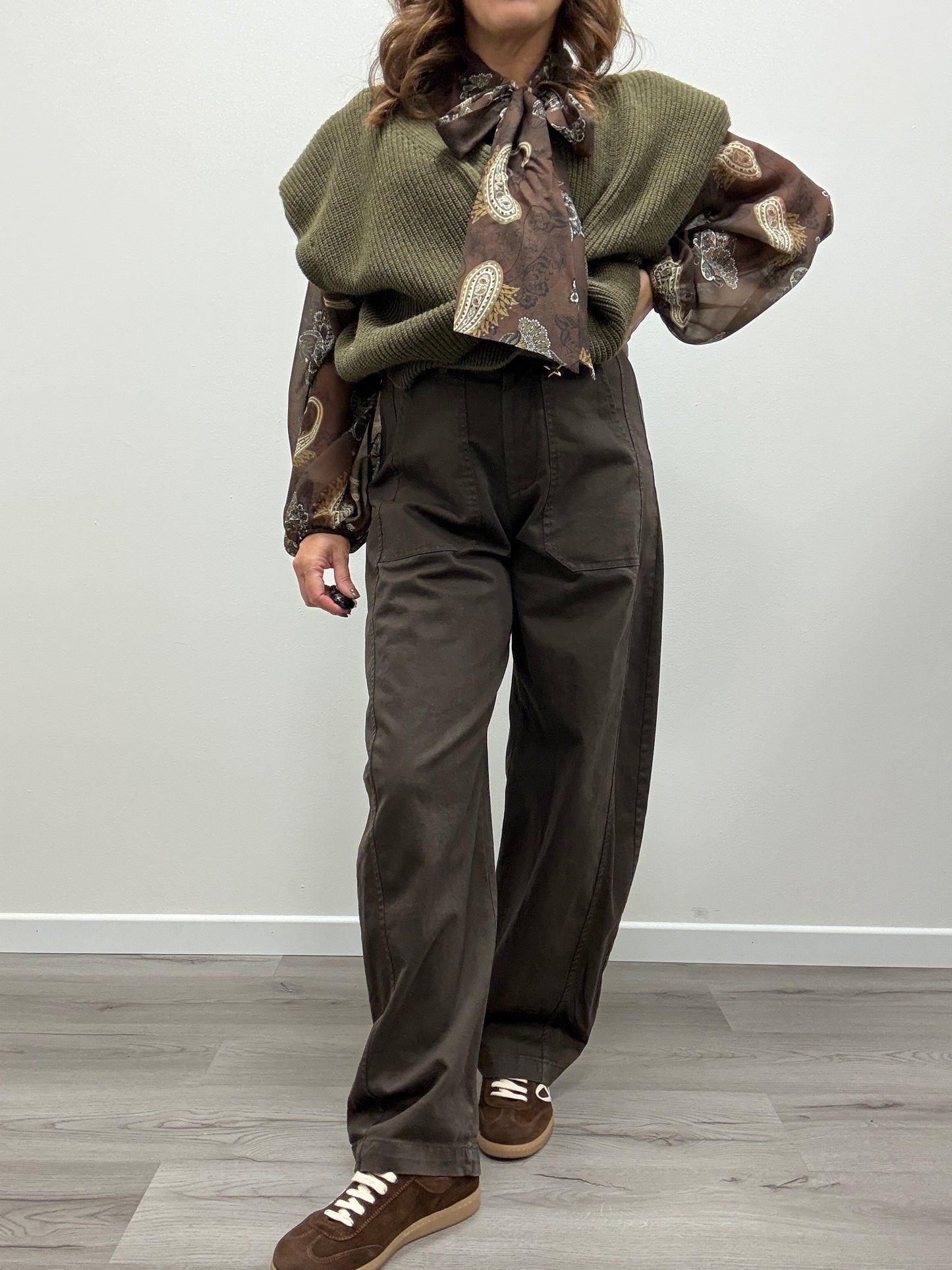 Pantaloni ovetto con cintura moro Susy Mix