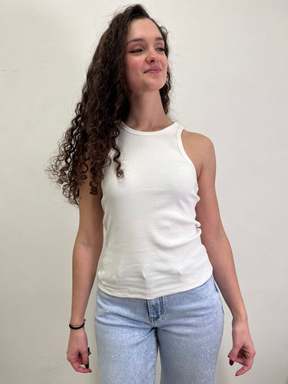 Canotta vogatore a costine Susy Mix Bianco