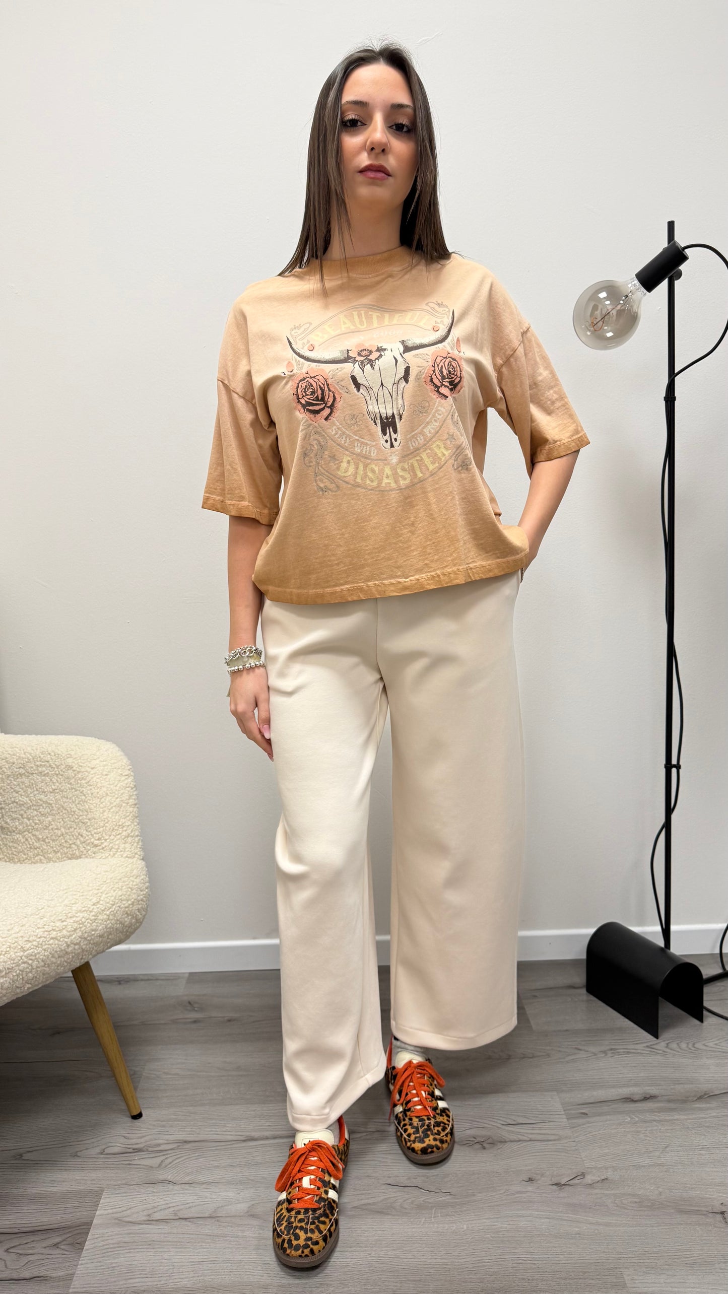 T-shirt rose skull Haveone rosa blush