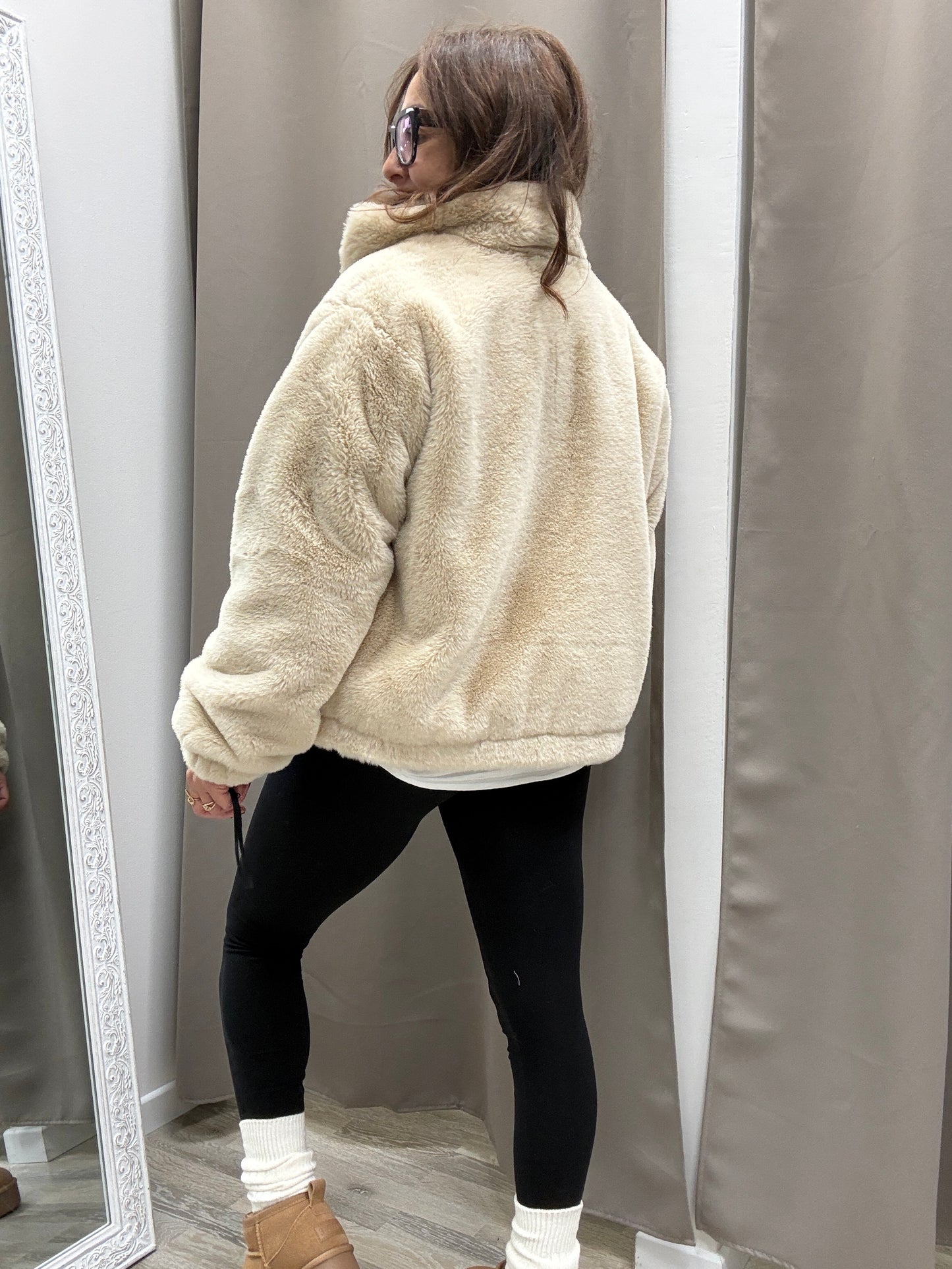 Pelliccia eco beige bomber Haveone