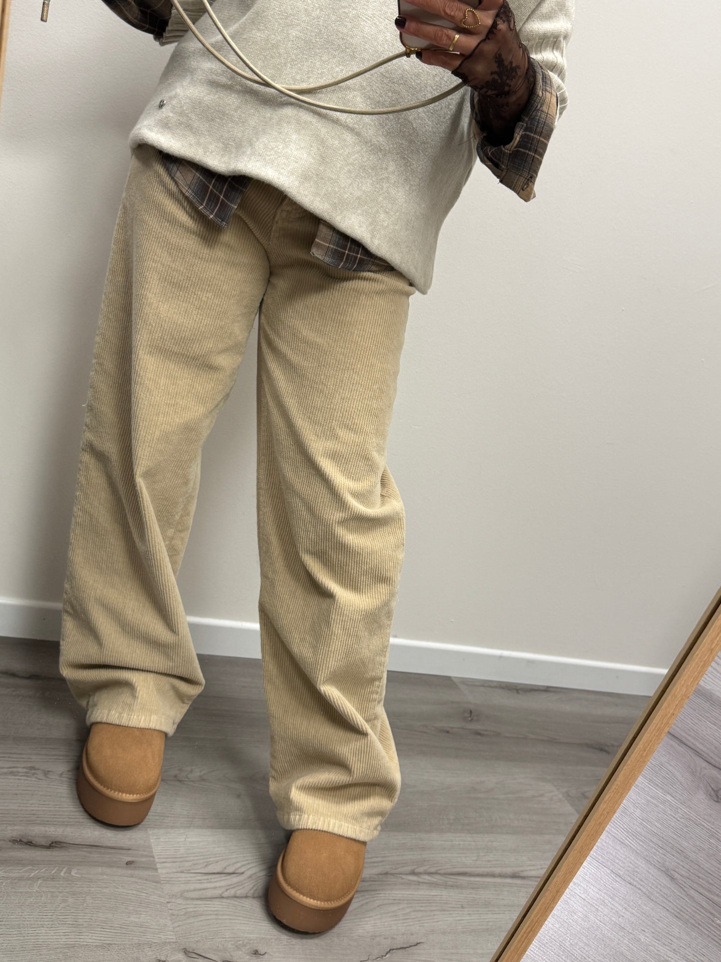 Pantalone Bella Beige in Velluto Haveone
