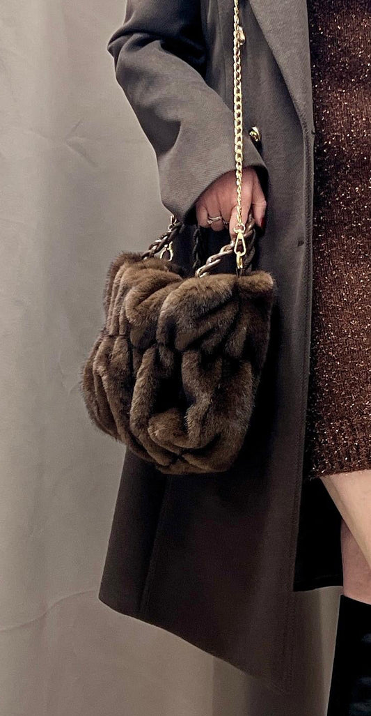 Borsa secchiello ecopelliccia visone