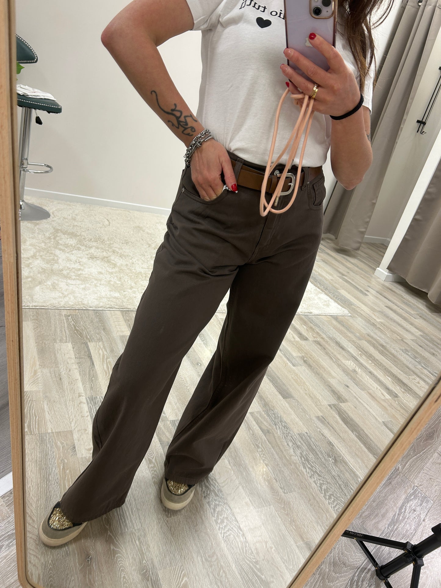 Susy mix pantaloni gamba larga moro