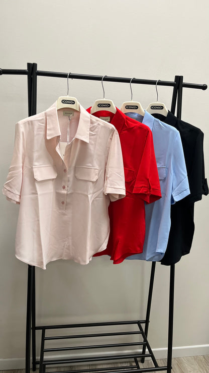 Camicia in Tessuto Fluido Nera Susy Mix