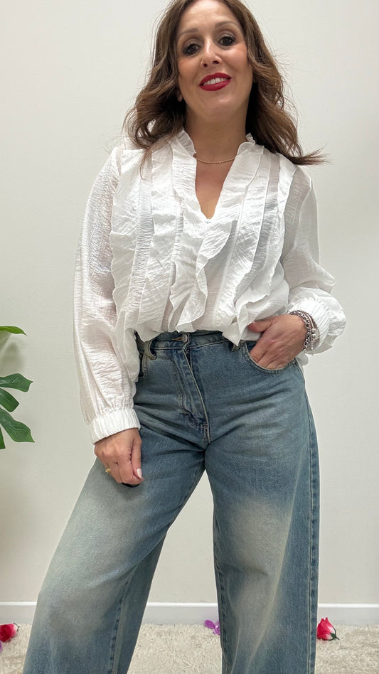 Camicia rouches Extasy bianca